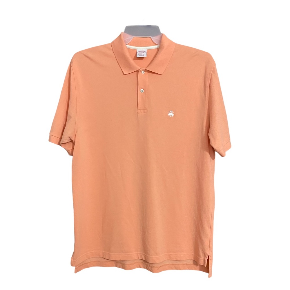 Brooks Brothers Peach Colored Short Sleeve Polo Shirt Size Large